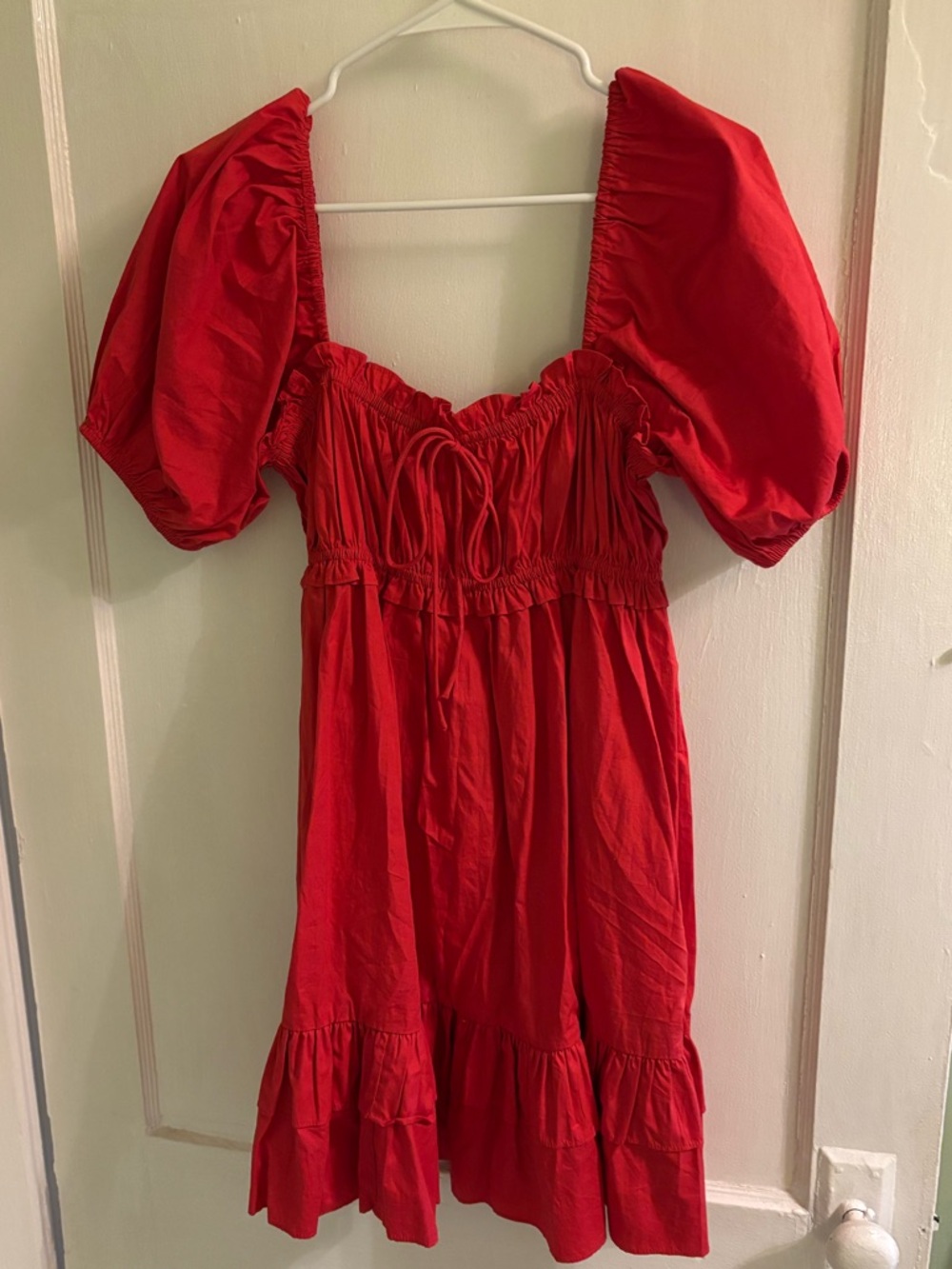 ASOS Red Puff Sleeve Babydoll Dress